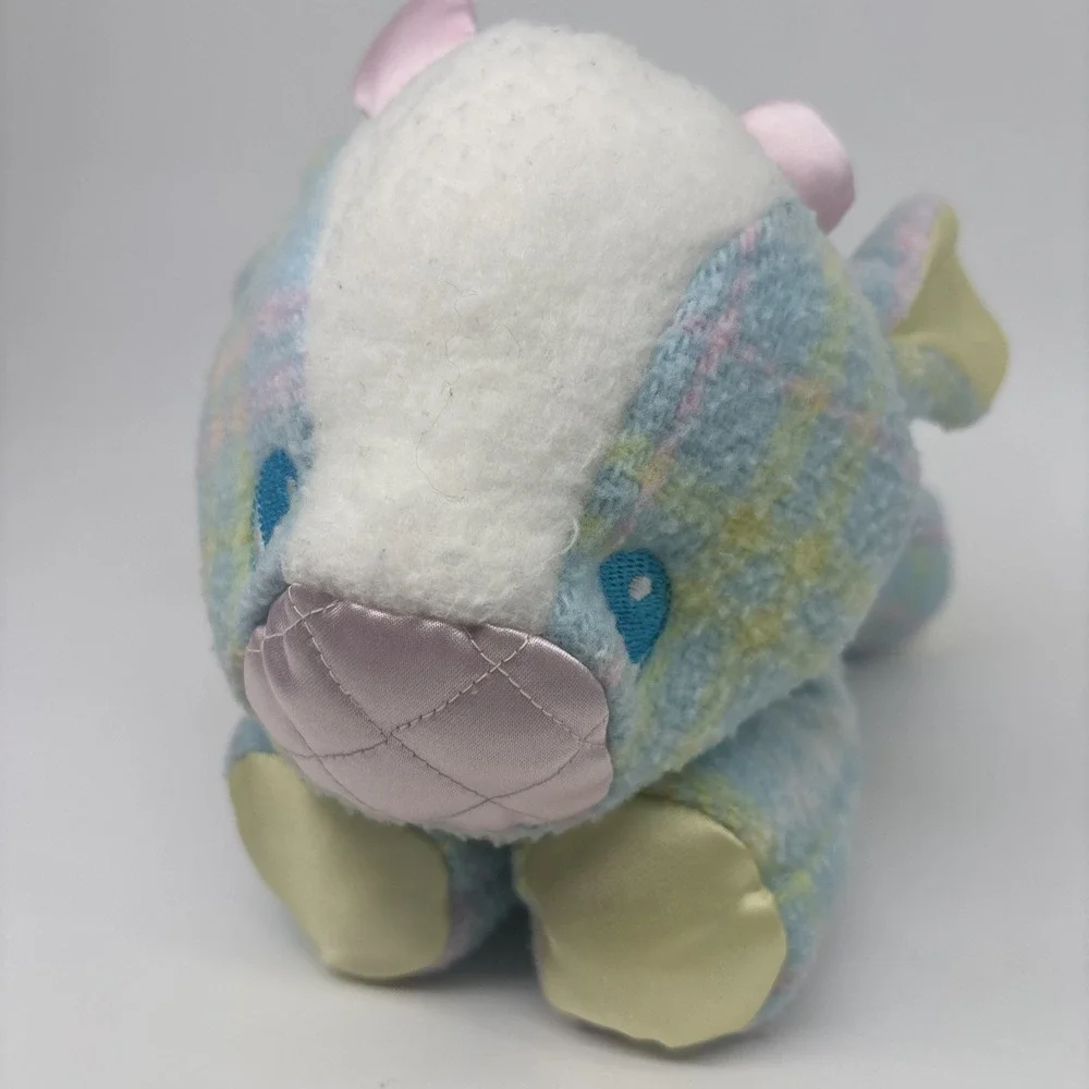 PLAYSKOOL Snuzzles Blankies Cow Plush Pastel Plaid Kawaii CLEAN VTG 80s‎ Satin